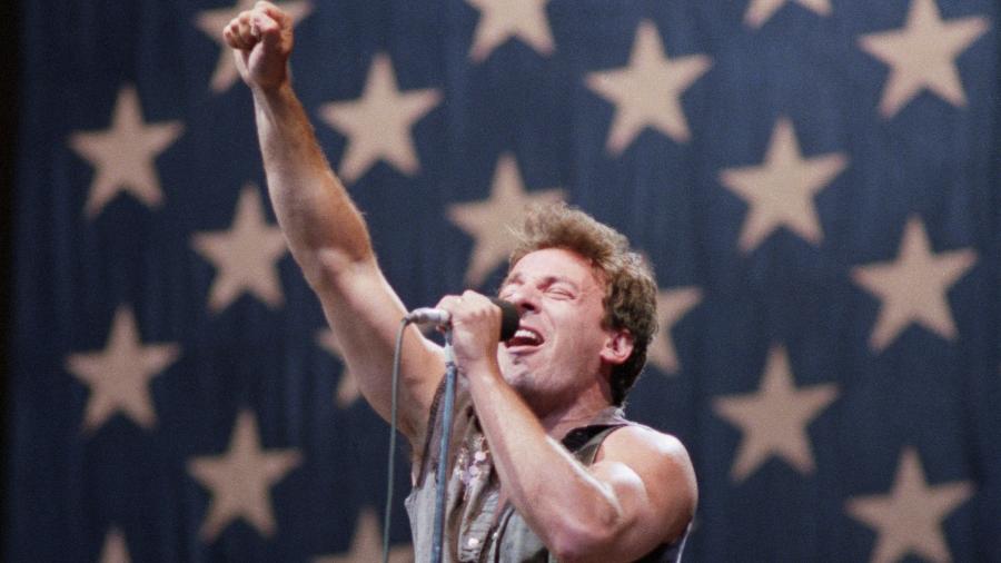 Bruce Springsteen se apresenta em 1985 em Washington, durante a turnê Born in the U.S.A. - Bettmann Archive/Getty Images