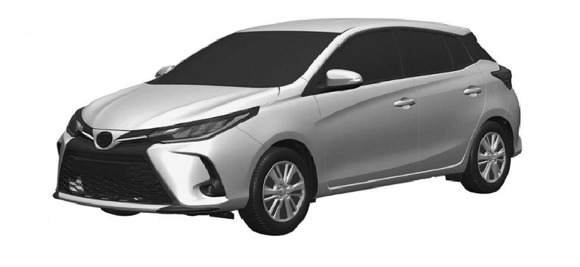 Desenhos registrados pela Toyota indicam mudanças no Yaris - Reprodução