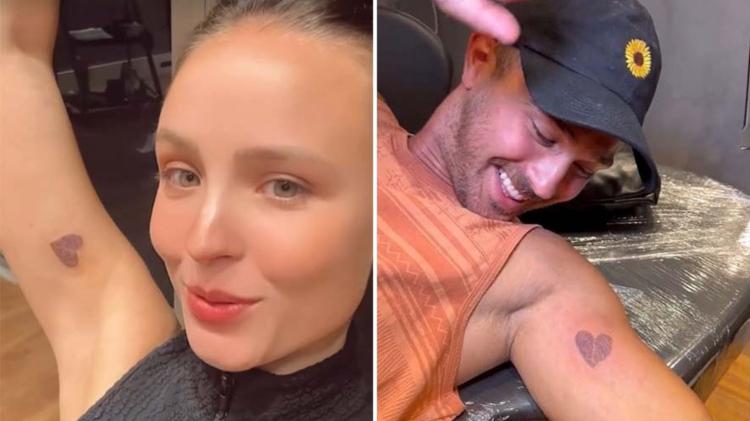 André Luiz Frambach e Larissa Manoela tatuaram um coração com as digitais de ambos 