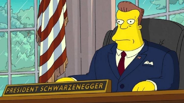 Arnold Schwarzenegger é o presidente dos Estados Unidos em "Os Simpsons - O Filme" - Reprodução - Reprodução