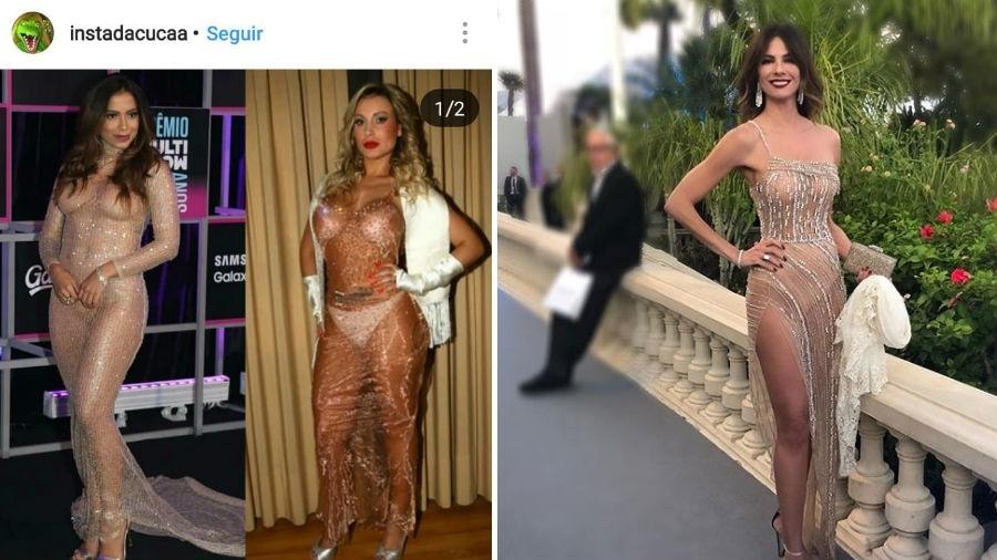 Andressa Urach, com seu look em 2014, entre Anitta e Luciana Gimenez: inspiração? - Reprodução/Instagram
