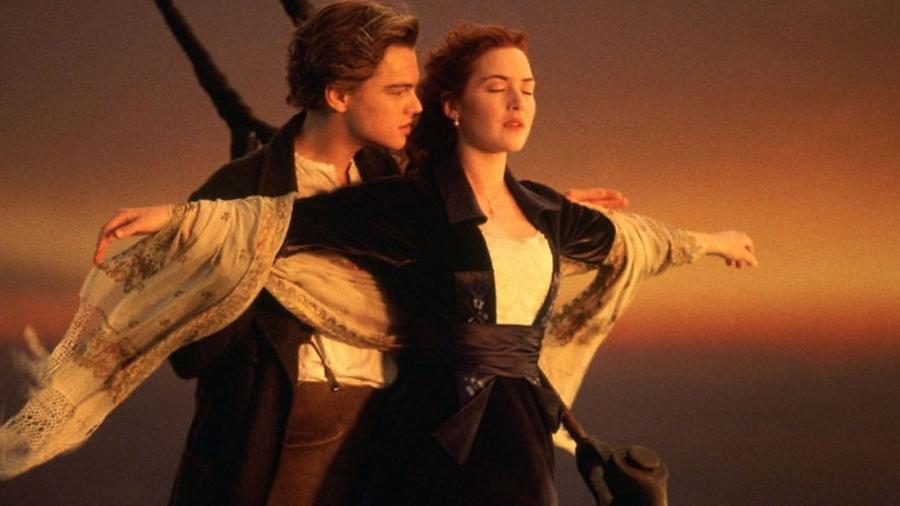 Leonardo DiCaprio e Kate Winslet em "Titanic" (1997). - Reprodução.