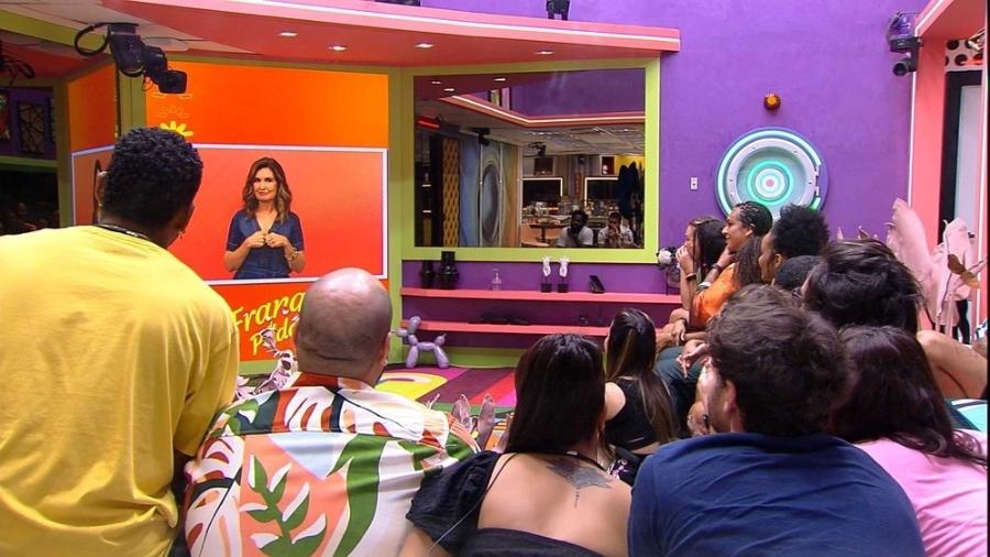 BBB 22: Fátima Bernardes brinca com fama de "comilão" de Lucas - Reprodução/Globoplay