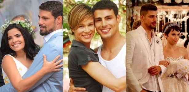 Casais de Cauã nas novelas de João Emanuel: Juliano e Tóia ("A Regra do Jogo"), Jorginho e Nina ("Avenida Brasil") e Halley e Lara ("A Favorita") - Divulgação/Tv Globo - Divulgação/Tv Globo