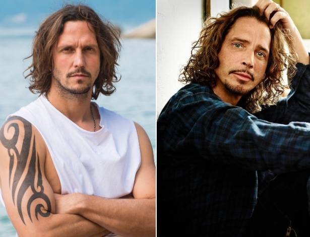 Vladimir Brichta e Chris Cornell, sua inspiração para viver Gui Santiago em "Rock Story" - Montagem/UOL