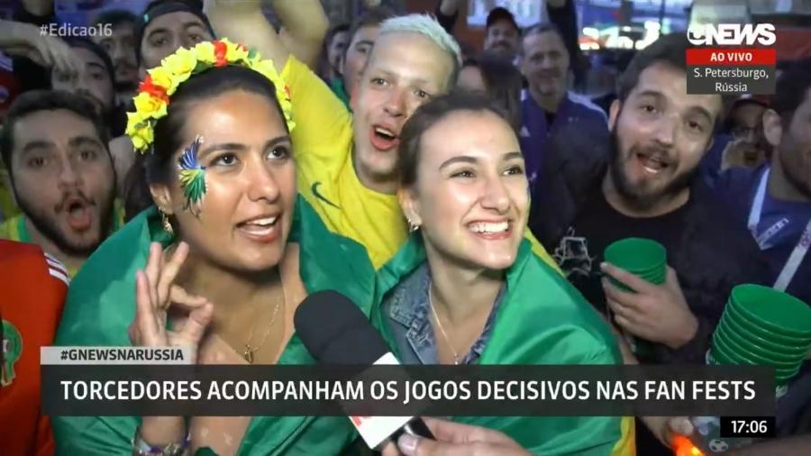 Torcedora do Brasil solta palavrão ao vivo em entrevista ao canal pago GloboNews - Reprodução/GloboNews