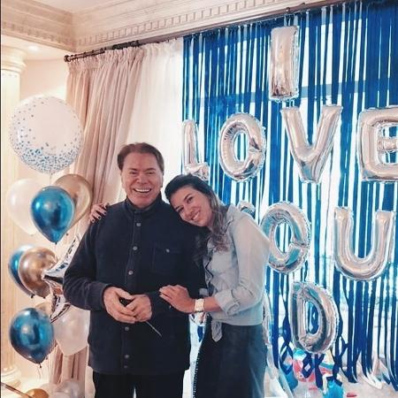 Silvio Santos e a filha Rebeca durante comemoração do Dia dos Pais - Reprodução / Instagram