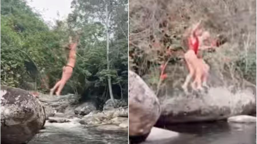 Ingrid Guimarães repete salto em cachoeira feito ao lado de Paulo Gustavo há um ano - Reprodução/Instagram