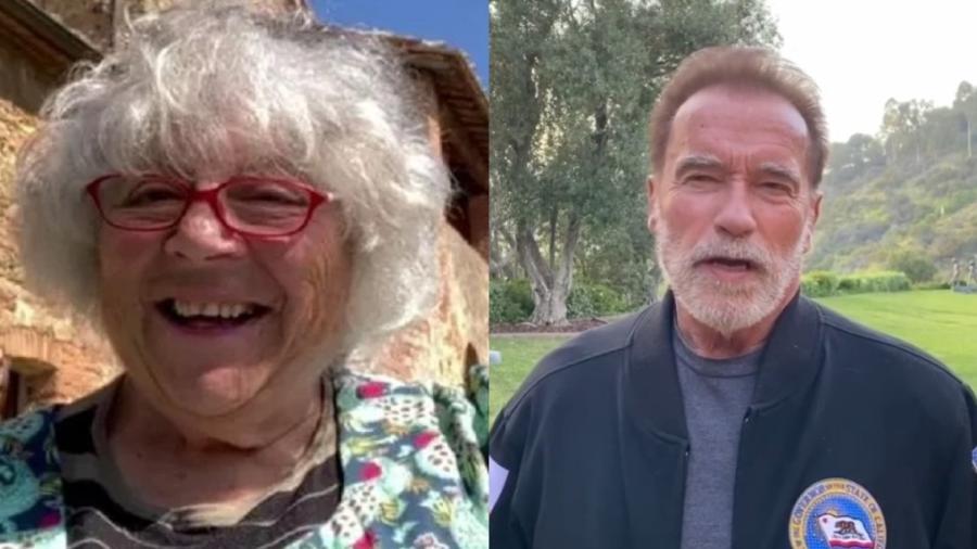 Miriam Margolyes já tinha comentado sobre a má postura de Arnold Schwarzenegger  - Reprodução TV e Instagram