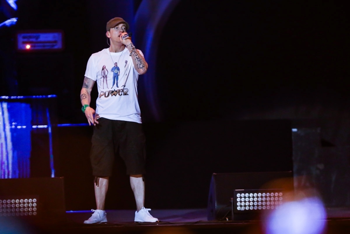 12.mar.2016 - Eminem se apresenta no Lollapalooza Brasil 2016, em São Paulo - Manuela Scarpa e Rafael Cusato/Brazil News