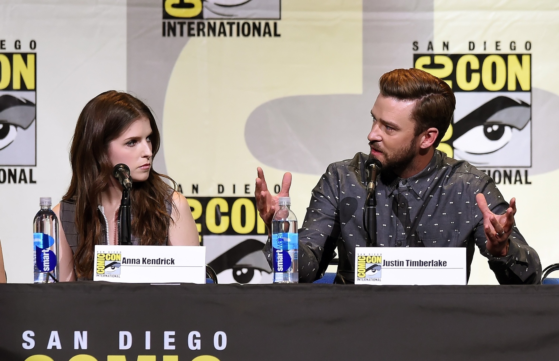 21.jul.2016 - Anna Kendrick e Justin Timberlake apresentam a animação "Trolls" na San Diego Comic-Con - Kevin Winter/Getty Images/AFP
