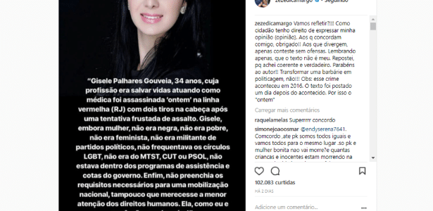 Zezé post no Instagram - Reprodução/Instagram - Reprodução/Instagram