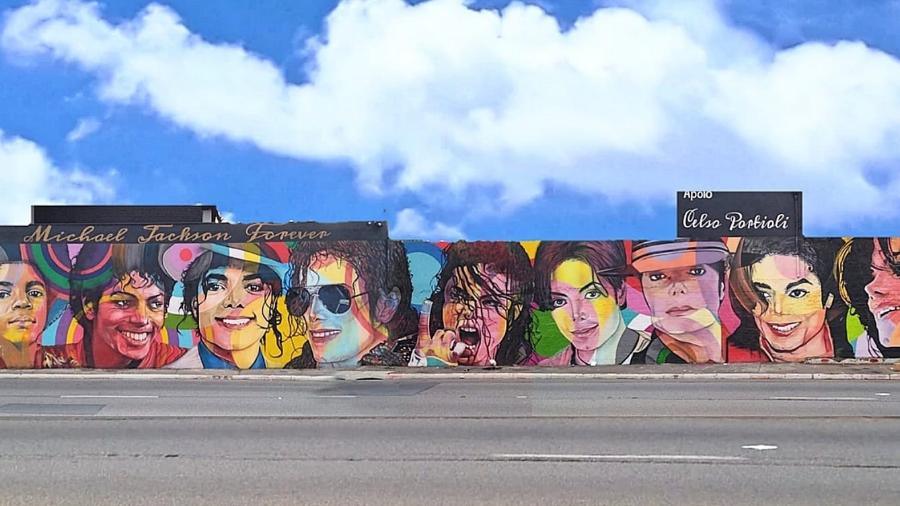 Mural em homenagem a Michael Jackson na marginal Pinheiros, em São Paulo - Reprodução/Facebook/Paulo Terra