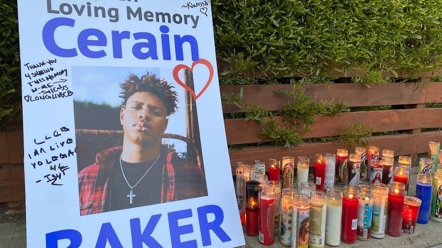 Homenagem a Cerain Baker, filho de Tony Baker, morto em acidente - Twitter/@ABC7marccr