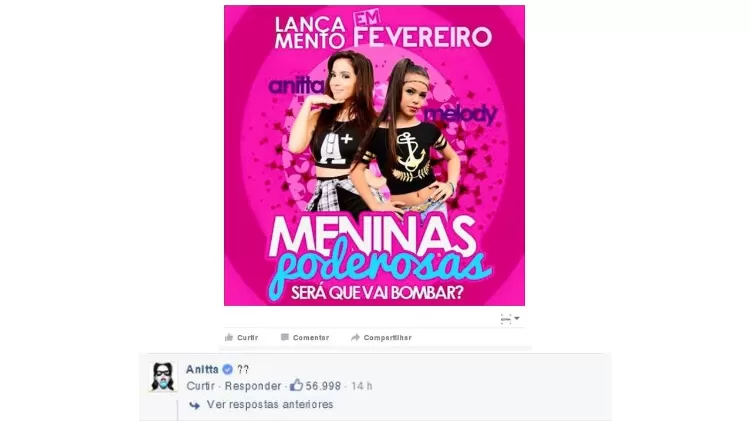 Anitta comentou a publicação de Melody sobre uma suposta parceria - Reprodução/Extra - Reprodução/Extra