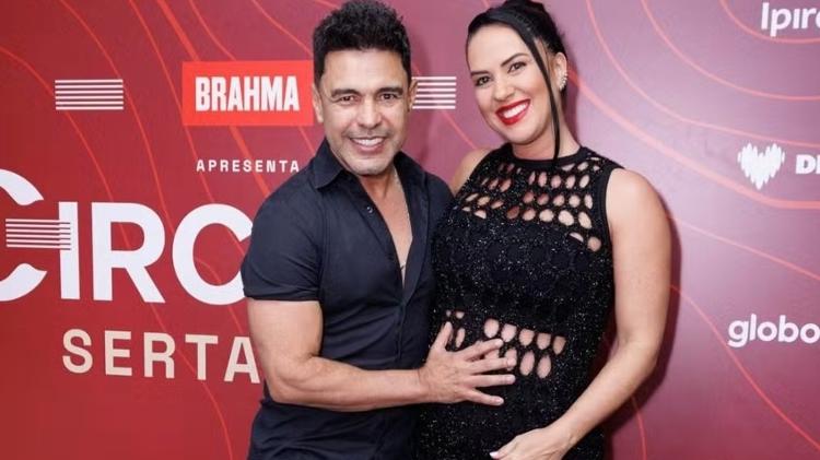 Graciele Lacerda exibe barriga de gestação ao lado de Zezé Di Camargo