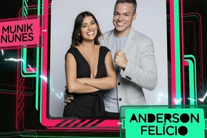 A campeã do "BBB16" Munik Nunes e o empresário Anderson Felício, seu marido - Reprodução/Record - Reprodução/Record