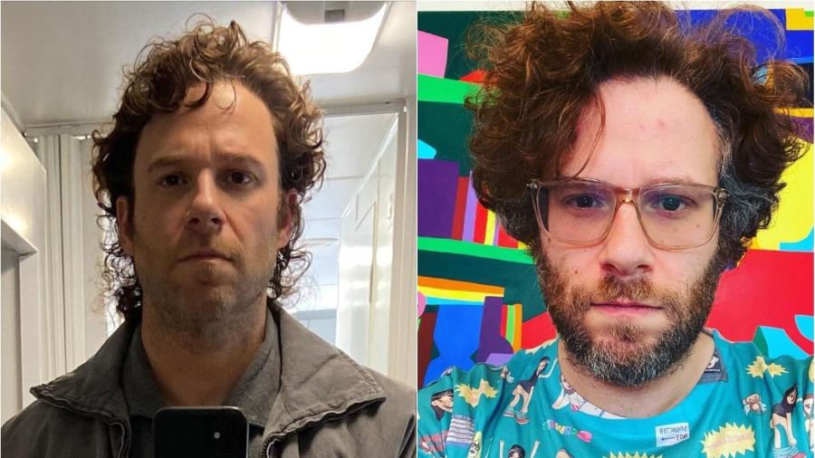 Seth Rogen: antes e depois da preparação para a série "Pam & Tommy", da Hulu - Reprodução/Instagram