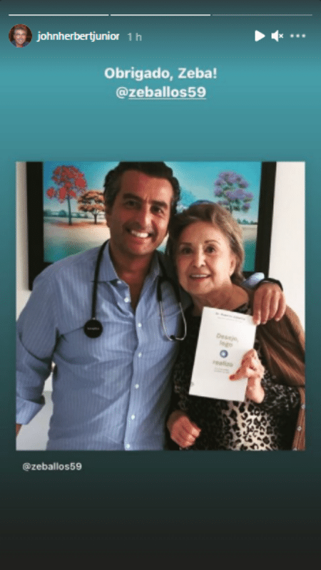 Story de John Hebert Júnior, filho de Eva Wilma, agradecendo ao médico responsável pela atriz - Reprodução/Instagram - Reprodução/Instagram