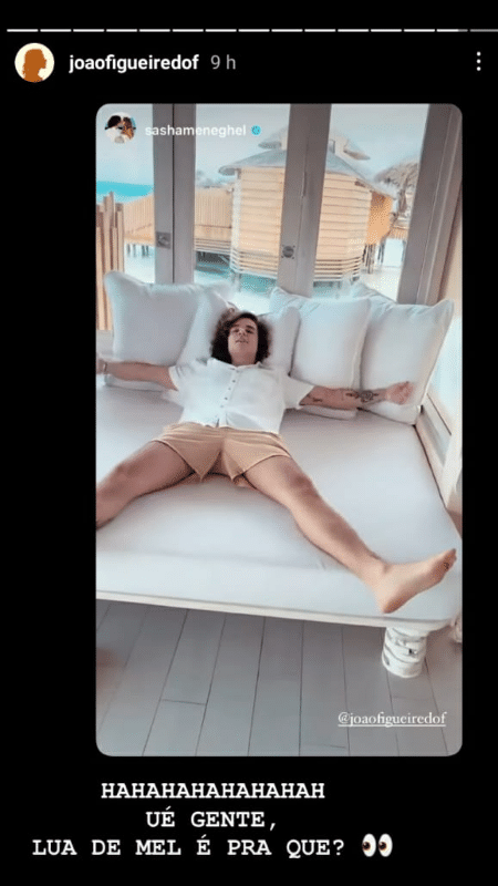 Lua de mel: João Figueiredo comenta que sofá é bom para "fazer amor" - Reprodução/Instagram - Reprodução/Instagram