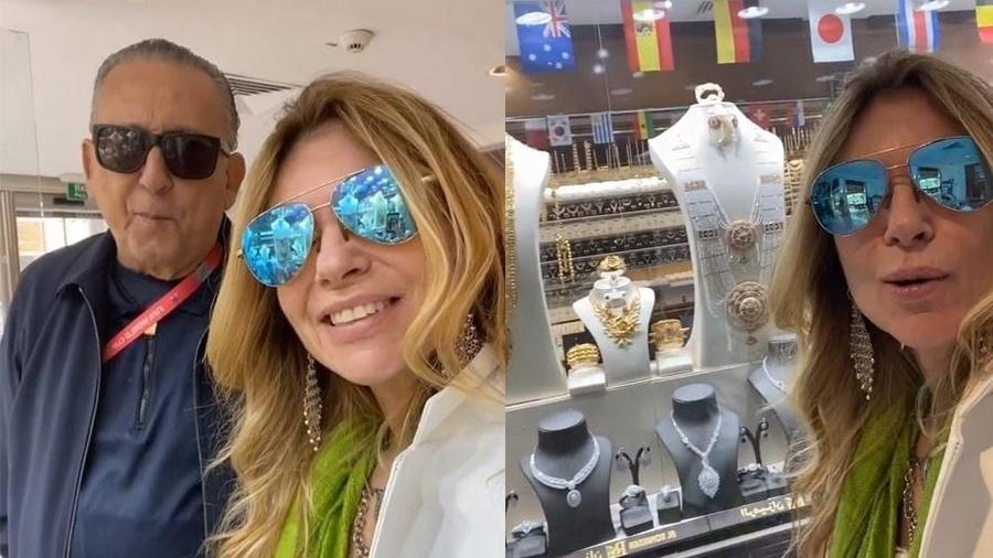 Galvão Bueno e a esposa, Desiree Soares, visitam o Gold Souq em Doha - Reprodução redes sociais