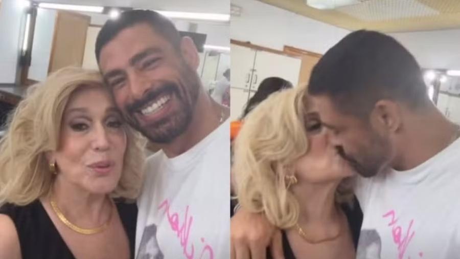 Cauã Reymond dá selinho em Susana Vieira Cauã Reymond dá selinho em Susana Vieira