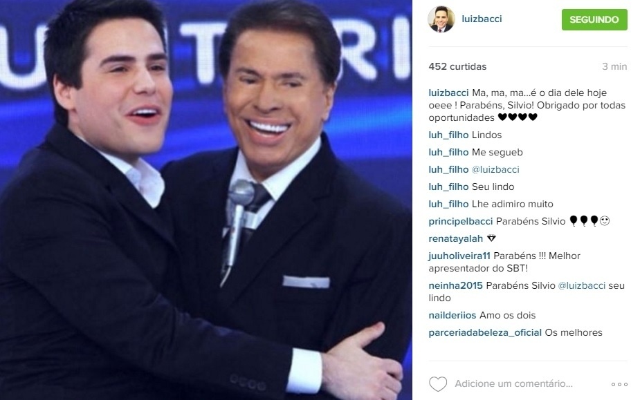 12.dez.2015 - Luiz Bacci parabeniza Silvio Santos - Reprodução/Instagram/luizbacci