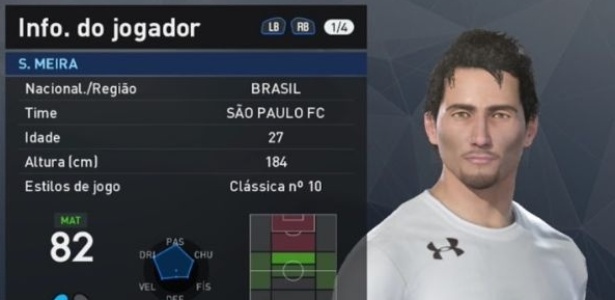 Conhece ele? S. Meira é o melhor jogador do Campeonato Brasileiro no "PES 2017" - Reprodução