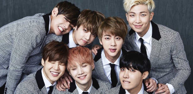 O grupo BTS formado por Jin, Suga, J-Hope, Rap Monster, Jimin, V e Jungkook - Divulgação