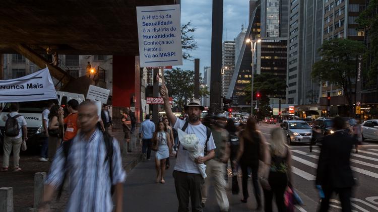 Protesto em prol da arte e contra a censura no Masp durante a abertura da exposição História da sexualidade - André Lucas/UOL - André Lucas/UOL