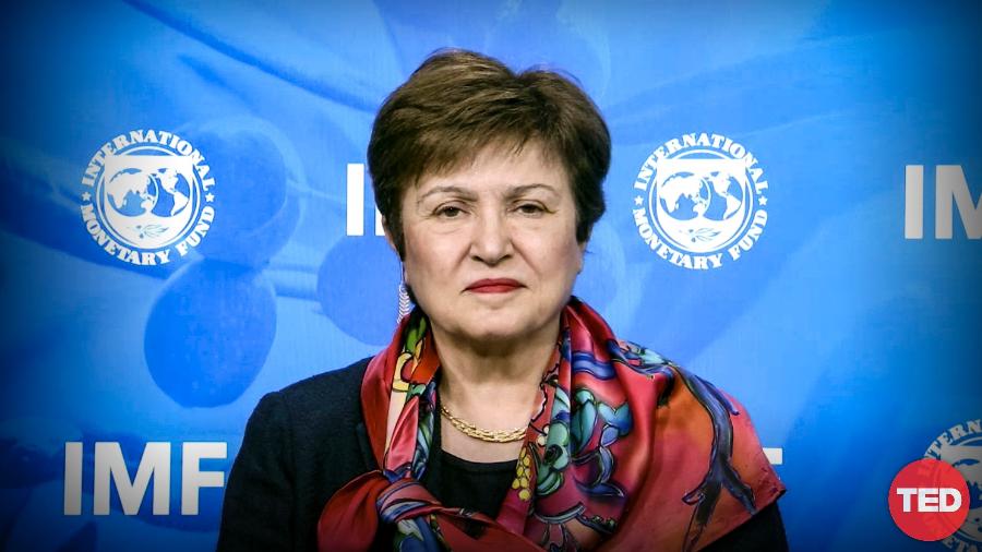 A economista Kristalina Georgieva, chefe do FMI, durante conversa com Chris Anderson, no TED2020 - Divulgação/TED