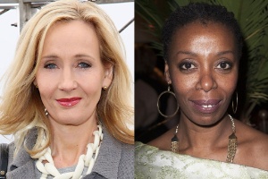 A escritora J.K. Rowling, que aprovou a escolha de atriz negra para o papel de Hermione - Montagem/Reprodução - Montagem/Reprodução