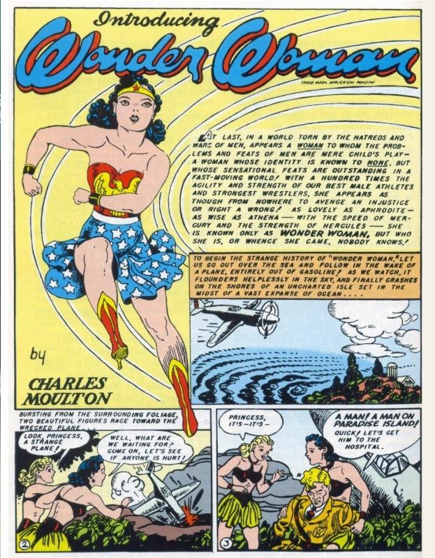 Primeira aparição da Mulher-Maravilha nos quadrinhos, na "All-Star Comics" nº 8, de dezembro de 1941 - Reprodução
