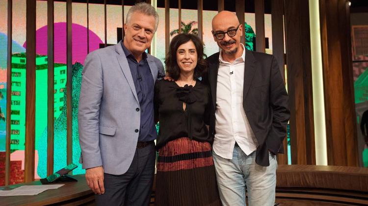 Bial com Fernanda Torres e do colunista Sérgio Rodrigues - Ramón Vasconcelos / TV Globo - Ramón Vasconcelos / TV Globo