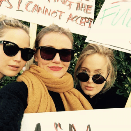 Adele, Cameron Diaz e Jennifer Lawrence protestam pelos direitos femininos - Reprodução