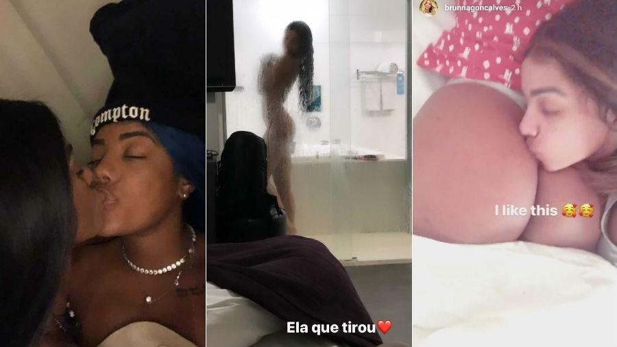 Algumas fotos compartilhadas por Ludmilla e a namorada, Brunna Gonçalves: momentos de carinhos e até clique durante banho - Reprodução/Instagram
