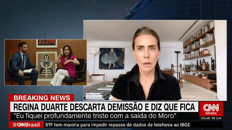 Regina Duarte se irrita com mensagem de Maitê Proença para a CNN