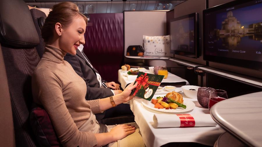 Uma das opções de luxo da Qatar Airways, uma das poucas que ainda oferece serviço de primeira classe - Divulgação