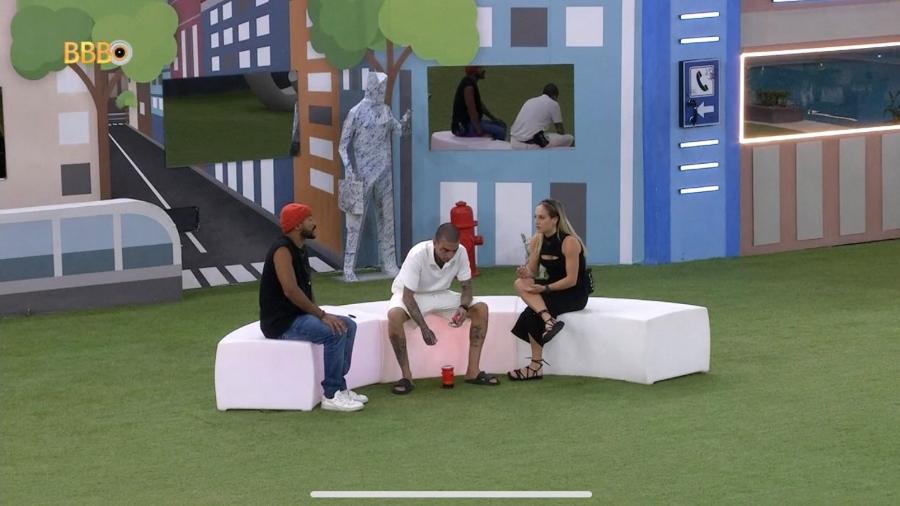 BBB 23: Bruna, MC Guimê e Ricardo tentam entender eliminação de Paula - Reprodução/Globoplay