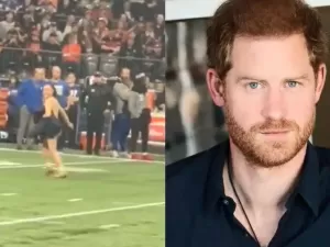 Mulher nua invade jogo no Canadá com presença de príncipe Harry; veja