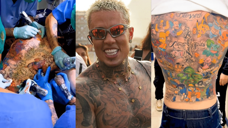 MC Daniel mostra cobertura de tatuagem nas costas