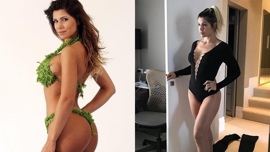A Mulher Samambaia chamou a atenção no "Pânico" ao surgir no palco no melhor estilo Eva com o corpo coberto com folhas, uma sátira das assistentes de palco gostosas e mudas. O sucesso no programa renderam convites para Dani estrelar as capas da "Playboy" em 2003 e "Sexy" em 2004. Aos 36 anos, ela é casada com jogador Dentinho e mora com o marido e os filhos Bruno, Sophia e Rafaella na Ucrânia - Robson Ventura/ Folha Imagem e Reprodução/Instagram