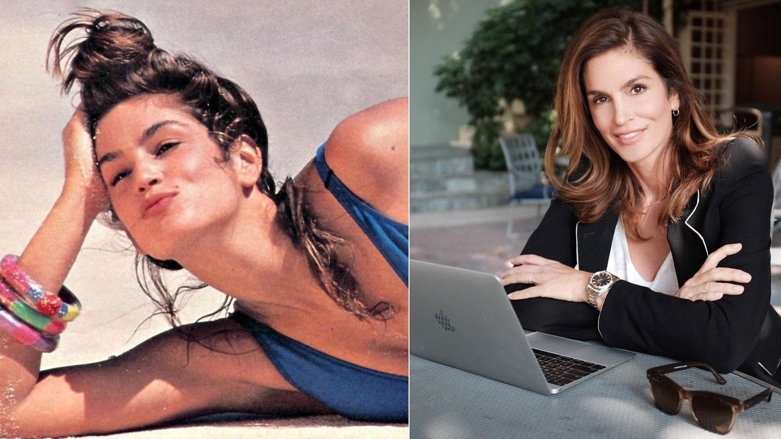 Cindy Crawford foi descoberta enquanto colhia milho em uma plantação por um fotógrafo, em 1982. Ela estrelou clipes, posou para centenas de capas e hoje, aos 51 anos, é empresária - Reprodução/Instagram