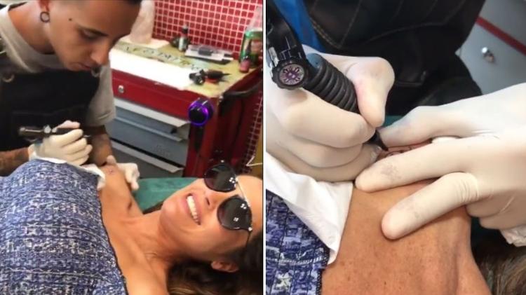 Flávia Alessandra sendo tatuada - Reprodução/Instagram - Reprodução/Instagram