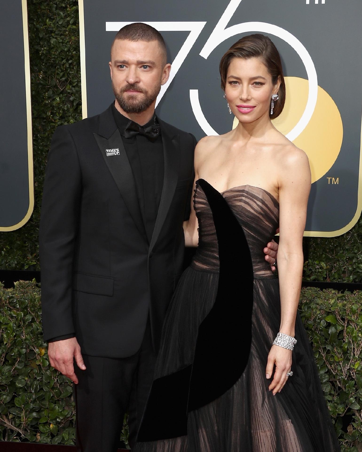 Justin Timberlake e Jessica Biel chegam ao Globo de Ouro 2018 - Getty Images