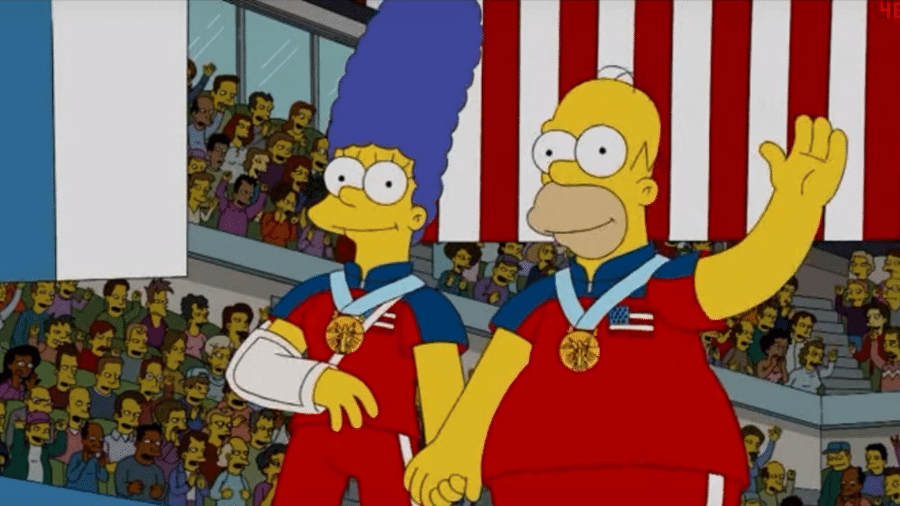 Homer e Marge Simpsons comemoram ouro no curling - Reprodução/Youtube