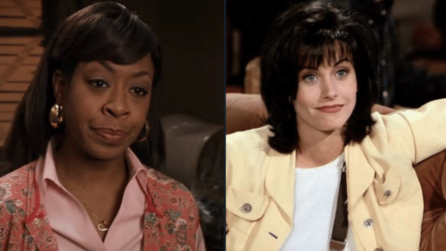 Rochelle (Tichina Arnold) em "Todo Mundo Odeia o Chris" e Monica (Courteney Cox) em "Friends" - Reprodução/Twitter