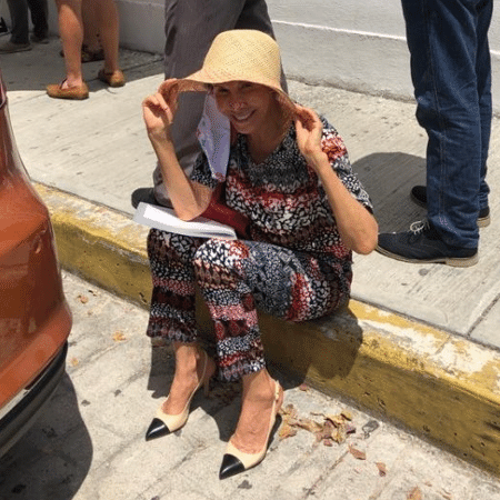 A atriz Florinda Meza, de "Chaves", postou foto na fila de vacinação contra a covid-19 - Reprodução