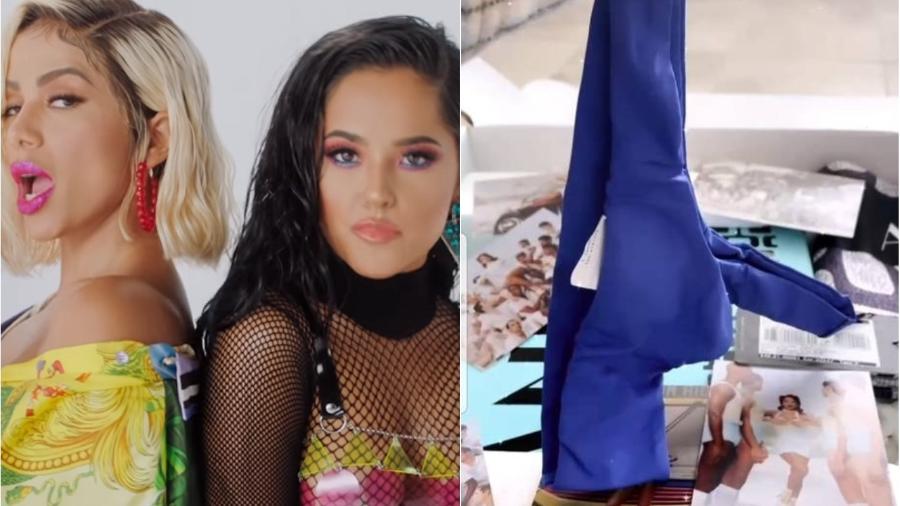 Becky G, amiga de Anitta, confunde peça de biquíni com bandana - Reprodução/Instagram