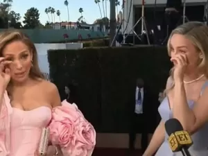 Globo de Ouro: Brie Larson chora ao conhecer Jennifer Lopez: 'Grande fã'